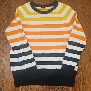 Tobi Men's Striped Sweater - Yellow, Orange, Black
